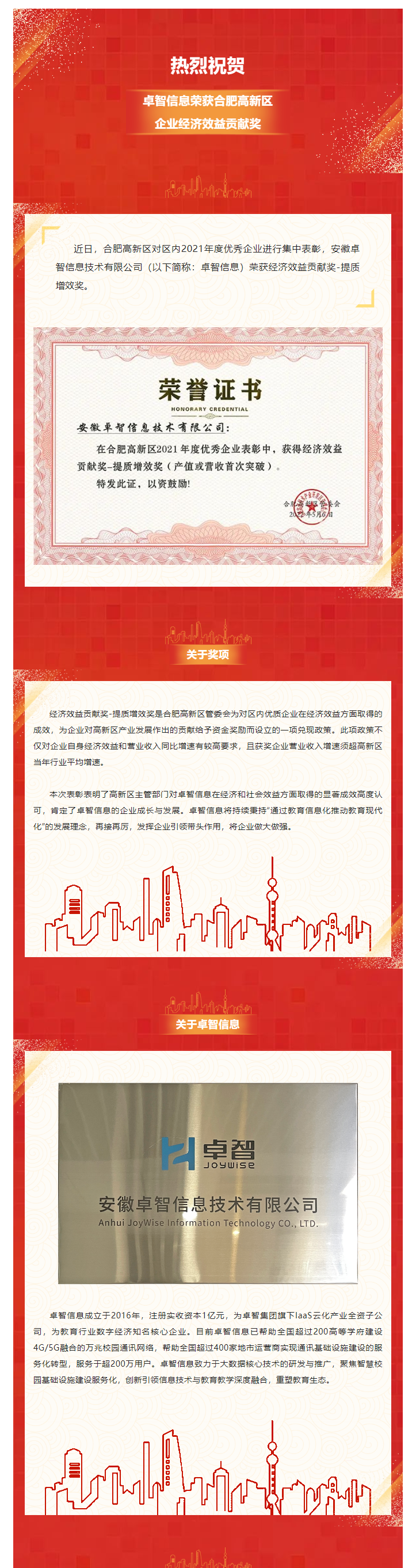 熱烈祝賀!卓智信息榮獲合肥高新區企業(yè)經(jīng)濟效益貢獻獎.png